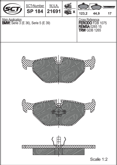 Колодки тормозные дисковые задние SP184